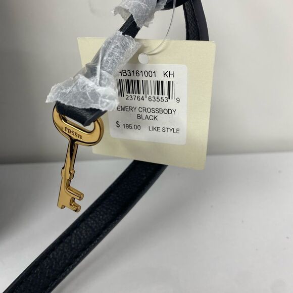 Fossil NWT Emery Black Leather Adjustable Crossbody Bag - Picture 3 of 13